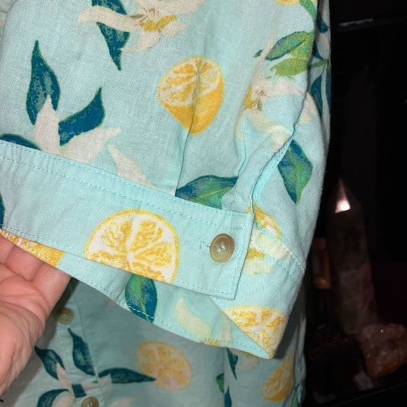 Catherines Petite Plus size Lemon Print Linen-Cotton Shirt size 26/28 WP - Picture 6 of 11